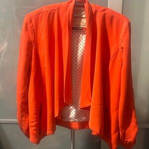 Cartonnier Vibrant Orange/Coral Draped Open-Front Blazer